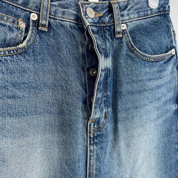 The Frankie Shop Skirt Womens Small Blue Jean Denim Button Fly Pencil Maxi Texas - Picture 5 of 16